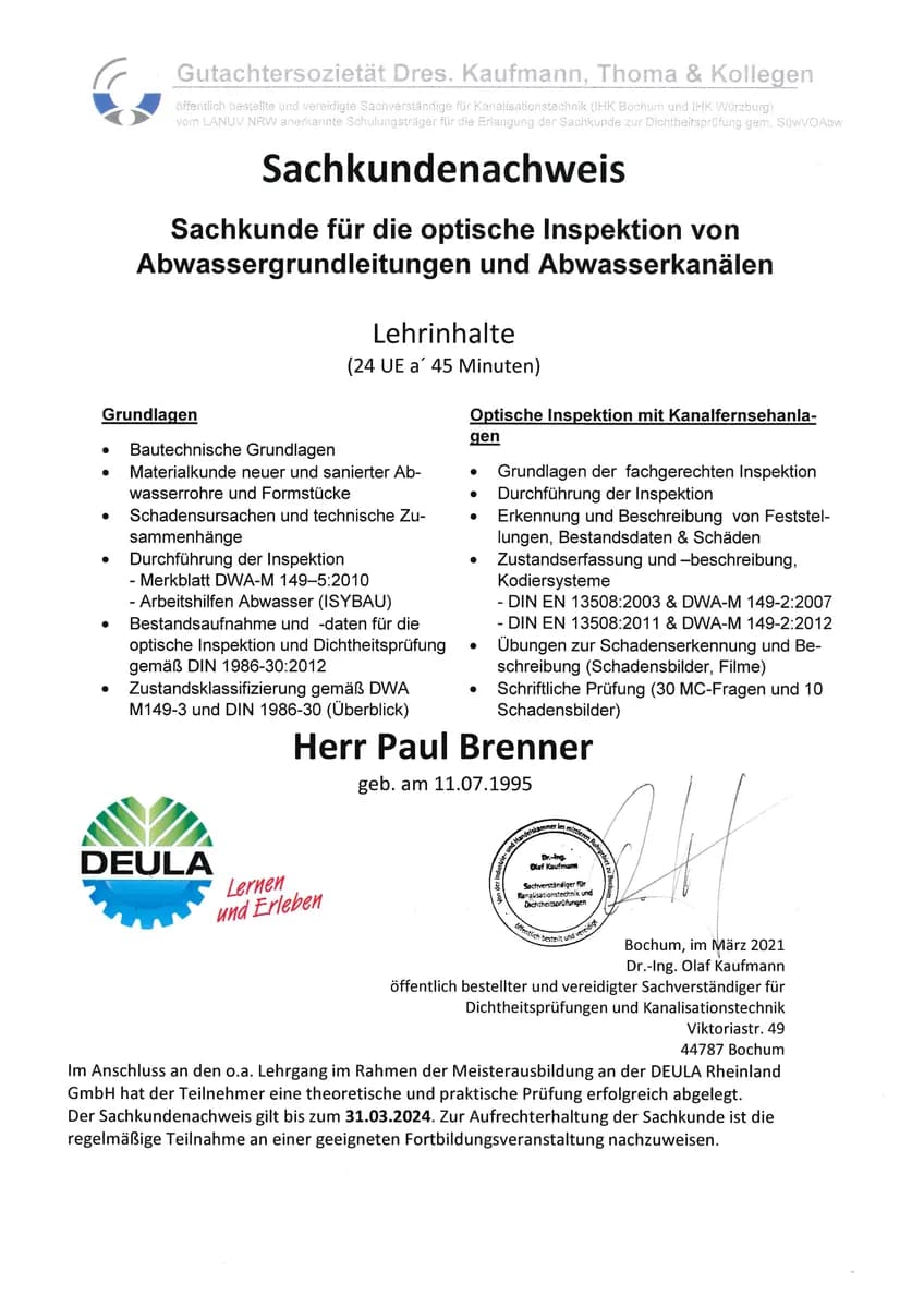Sachkundenachweis – Paul Brenner